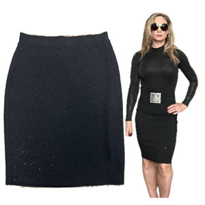 Frank Lyman black crystal rhinestone embellished stretchy bodycon mini skirt S